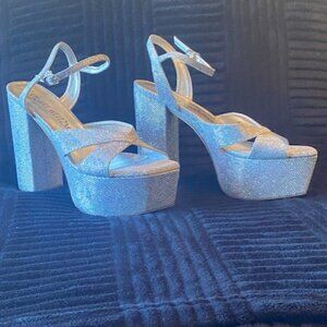 Stuart Weitzman Platform Silver Heels